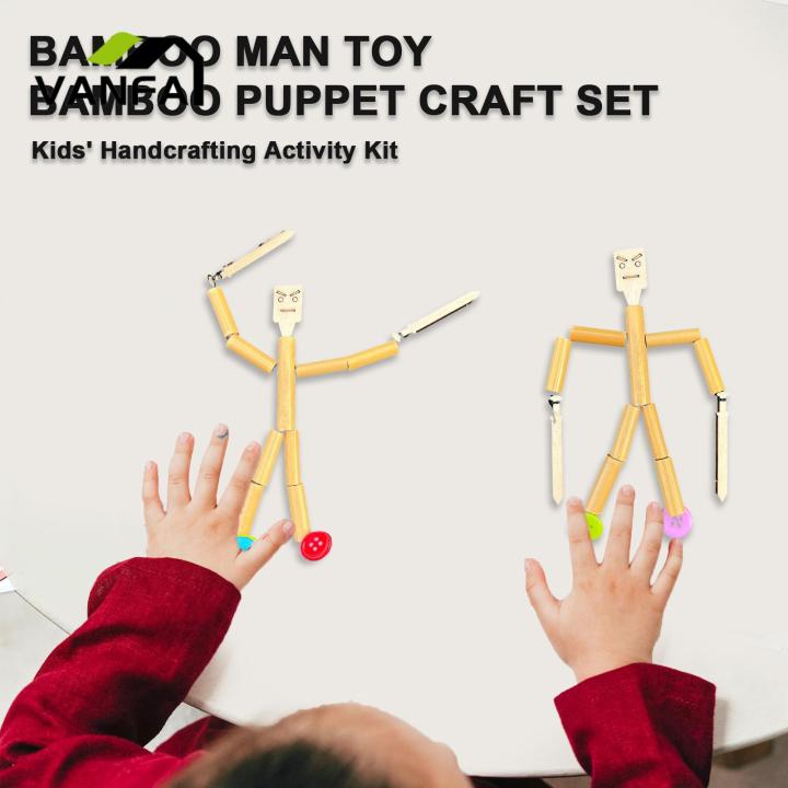 Bamboo Man Toy Diy Bamboo Puppet Kit for Kids Interactive Craft Game for Boys Girls Perfect Gift Children Bamboo Craft Set