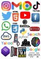 Pack of 25,  Social media and programming stickers,"From Code to Content: A Stylish Sticker Set for the Modern Programmer and Social Media Influencer" for laptop, waterbottle, notebook, mobileback etc 2 x 2 inch. 