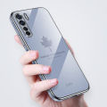 For OPPO F15 / OPPO Reno3 Cover + Wrist Strap Fashion Shiny Maple leaf Plating Square Bumper Phone Case Soft TPU Silicone Shockproof Protective Back Cover. 