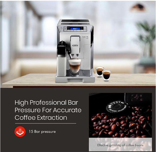 DeLonghi%20Ecam45.760.W%7CEletta%20Cappuccino%20Top%7CBean%20to%20Cup%20Fully%20Automatic%20Coffee%20Machine%7C8%20Inbuilt%20Recipes%20-Cappuccino,Latte,Espresso&%20More%7C15%20Bar%20Pressure%7C%201450W%20-%20Image%203