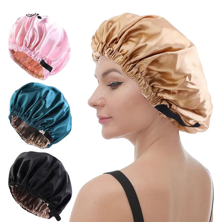 Solid Satin Bonnet Hair Styling Cap -Long Hair Care -Women Night