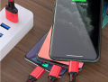 Original 3 in 1 fast charging usb cables for mobile phones | one drág three data cable for apple îphóné Android Type-C braided line usb cable 3 in 1 | Multi Function Charging Data Cable High Quality Adápter Cable For apple, type-C Use. 