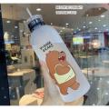 'We Bare Bears' Frosted Plastic Water Bottle with Straw. 