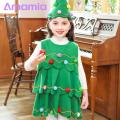 Children Christmas Tree Performance Costumes Festive Christmas Tree Costume Set for Girls Easy to Clean Xmas Hat Dress for Performance Cosplay Perfect Holiday Gift Christmas Costumes for Kids. 