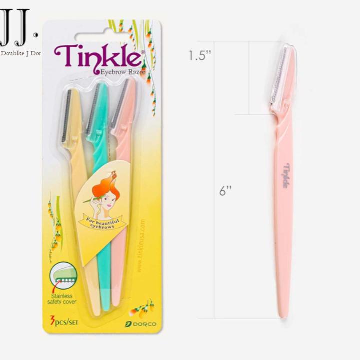 Tinkle Eyebrow Razor, Eye Brow Hair razor original,  Face Razor with Safety Cover, 3 Razors Dorco