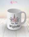 Wajeeha name unicorn mug. 