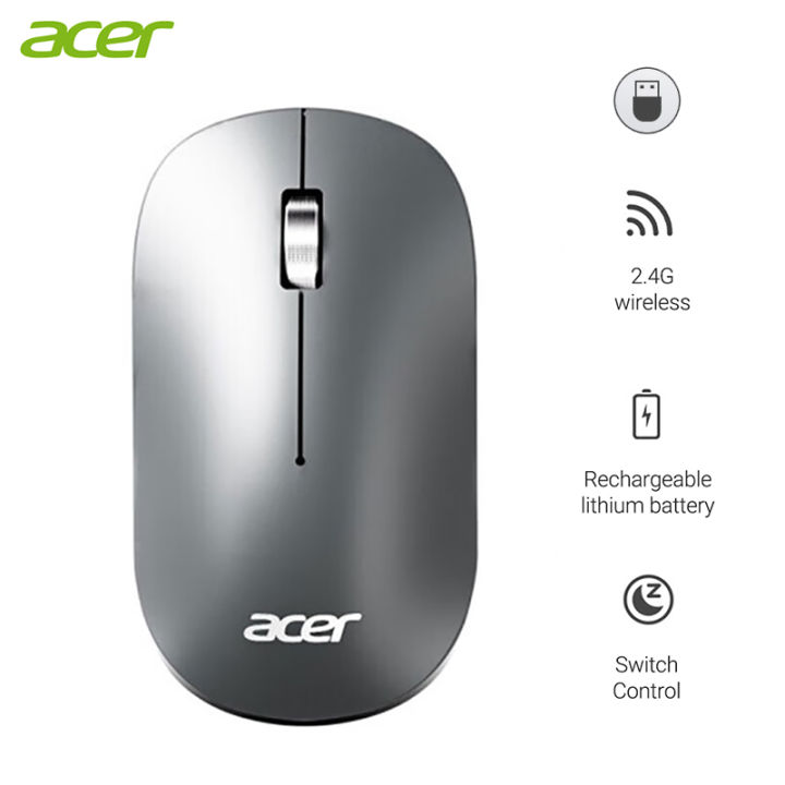 Acer Wireless Mouse Bluetooth and 2.4GHz Dual Modes Rechargeable RGB Ergonomic Silent Office Mice for Desktop Computer Laptop PC