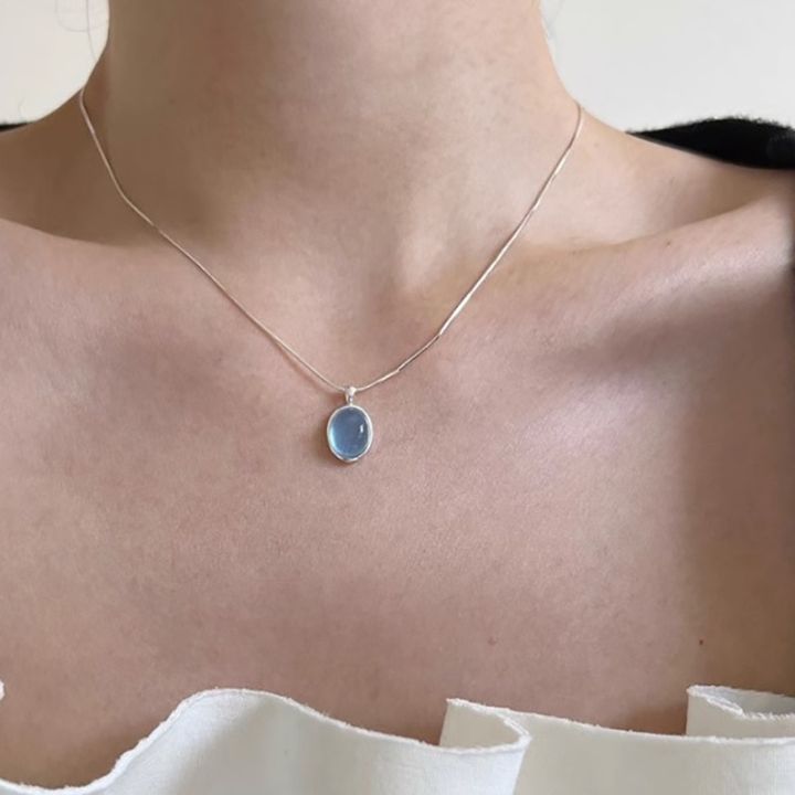 BF CLUB 925 Sterling Silver Necklace For Women MoonStone Simple Engagement Fine Jewelry Wedding Party Birthday Gift