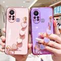 Maitus for Infinix Hot 11s Back Cover with Love Heart Bracelet Fashion Chain Plating Shiny Bling Cases Soft Silicone Mobile Phone Case for Girls Boy. 