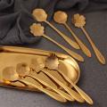 Small 8 Diffient Pattern for Sugar Ice Cream Coffee Dessert Stainless Steel Mixing Spoon Tableware Teaspoon Flower Spoon Set Soup Spoon Cutlery Set. 