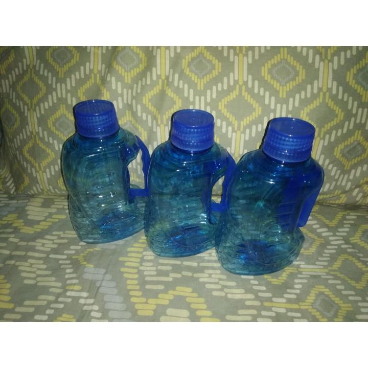3 Small Size Water Bottles Each 750ml Transparent Plastic (Multicolours)