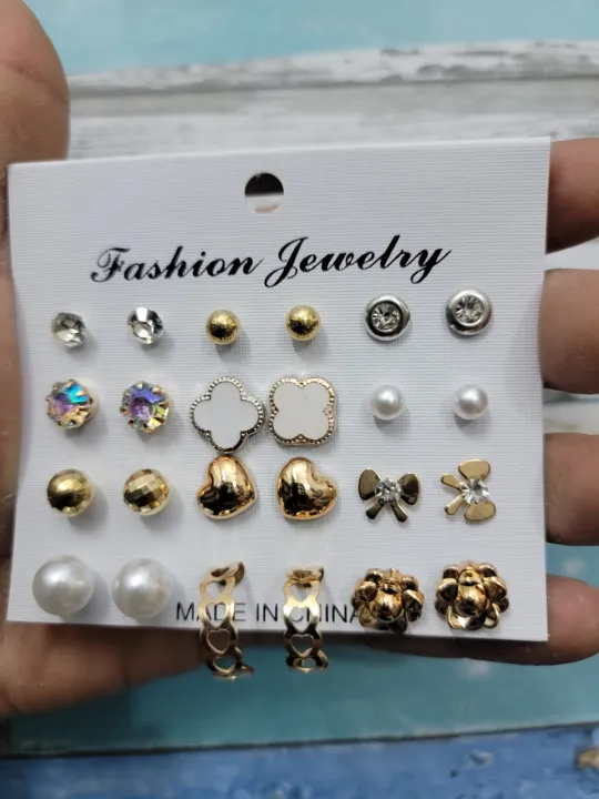 Women%E2%80%99s%20Elegant%20Stud%20Earrings%20Set%20%E2%80%93%2012%20Pairs%20Collection%20-%20Image%203