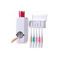 Set of Toothpaste Dispenser & Brush Holder - White. 