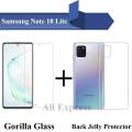 Samsung Note 10 Lite Unbreakable Gorilla Glass Screen Protector + Back Jelly Protector Clear Soft Film Protection Hydrogel Film Protector For Galaxy Note 10 Lite. 