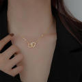 【Hot demand】Silver Gold Double Heart Necklace Women Girls Party Clavicle Chain Necklace Gift Jewelry. 
