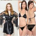 3 Pieces Hot Sexy Long Nighty For Ladies / Beautiful Night Dress / Loungewear For Women -MultiColor. 