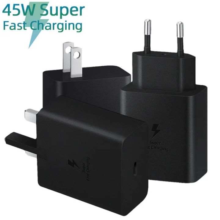 Samsung A54 A34 A33 A53 A73 5G PD 45W EU/US/UK Charger Super Fast Charging EP-TA845 Power Adapter For Galaxy S20 S21 S23 FE Plus