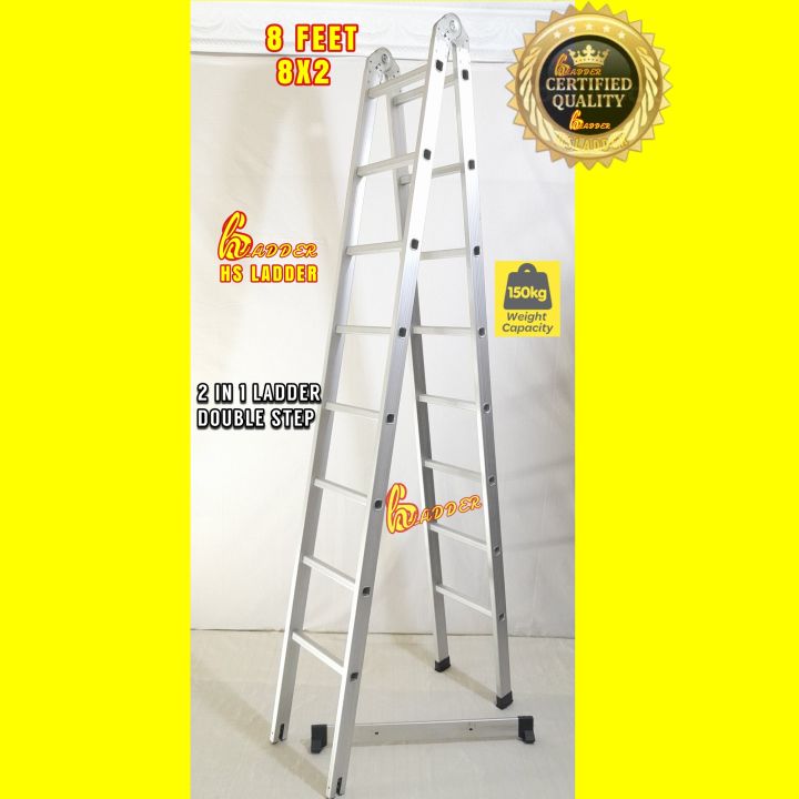 Almunium Folding Ladder 8 Feet Heavy Duty Double Step Ladder