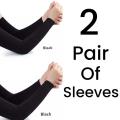 2 Pair Of Cooling Arm Sleeves For Girls, Women & Men/Arm Long Sleeves Best For Cycling Golf Running Driving Moisture Wicking Stretch and For Islamic Muslim hijab Girls, Womens. 