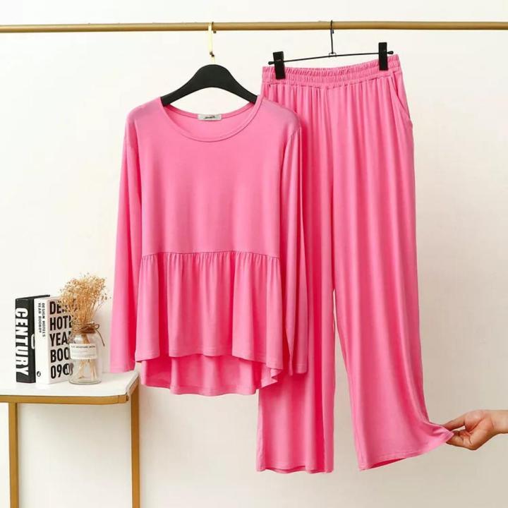 Pink Frill Style Night Suit For Women