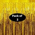 Pack of 2 Foil Curtains Backdrop Decor Golden Metallic Foil Tinsel Fringe Curtain Birthday Party Decoration Wedding Backdrop Curtain Photo. 