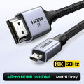 UGREEN 8K Micro HDMI to HDMI Cable Mini HDMI to HDMI Cable, Braided 48Gbps Ultra High Speed 8K@60hz, Support HDR eARC Dolby for GoPro Raspberry Pi 4 Sony. 