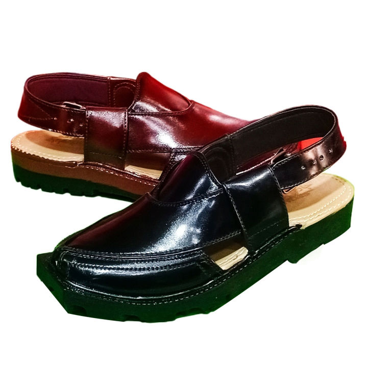 nerozi peshawri chappal shoes for men black and maroon sandals for men