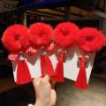 ECHIDNA Hair Scrunchies Fuzzy Chinese New Year Kids Hair Scrunchies. 