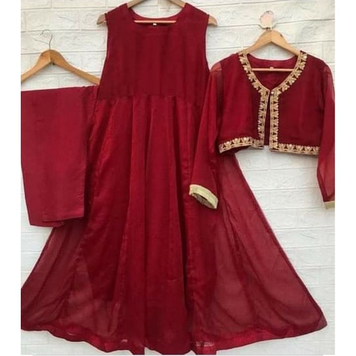 3 piece dress with frock , trouzer and jacket