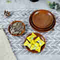 Wooden Plate Tableware Round Solid Wood Dessert Plate Japanese-style Wooden Tray Dried Fruit Snack Plate Walnut Color Wood Plate. 
