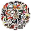 10 Pcs/Pack Skeleton Ghost Skull Punk Rock Horror Waterproof Stickers for Car Bike Laptop Skateboard TV Guitar. 