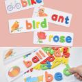 Spelling Games for Kids,Alphabet Puzzle Game Toy Set with Double-Sided Word Pattern Cognition Cards & 52 wooden letter blocks,Preschool Vocabulary Spelling for Kids Toddlers. 