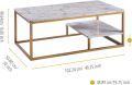 Marble Texture Modern Rectangle Coffee Table with Storage Shelf and Easy-Clean Surface for Living and Dining Room Home Office, 16 Inch Height, Brass Gageds Mall Pakistan. 