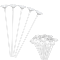 PVC Plastic Stick For Balloons, 5, 10, 25 & 50 Pack Reusable Clear Ballon Stand Stick including Cups, Baloon Decoration for Birthday, Baby Shower, Bridal Shower, Wedding, Anniversary, Farewell Party, Ideal for PVC Bobo, Transparent Latex, Foil Balloons. 