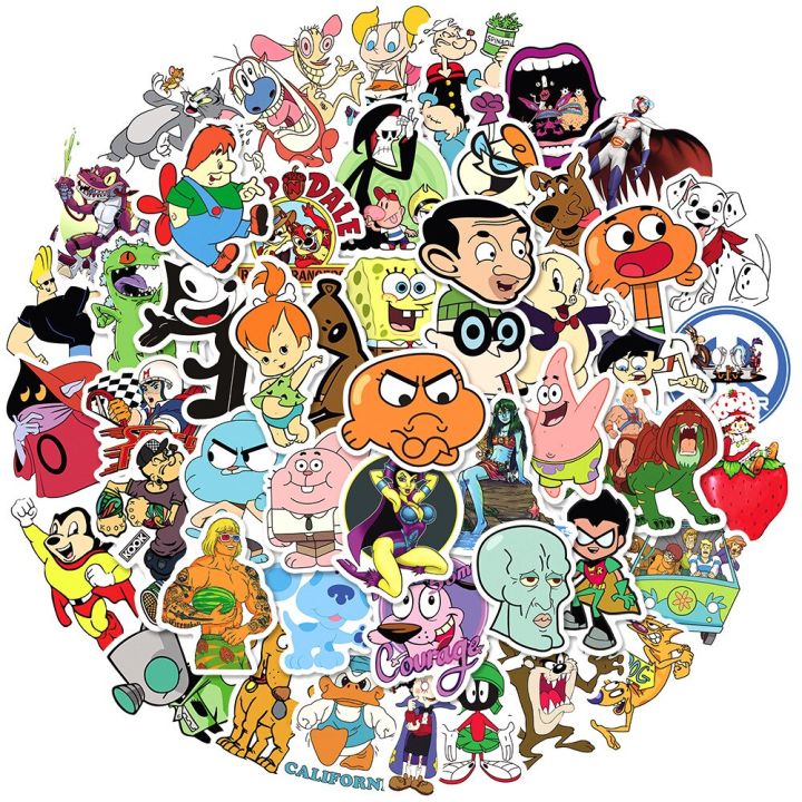 50 90s Cartoon Classic European and American Cartoon Graffiti Stickers Computer Water Cup Electric Car Car Computer Diy Stickers