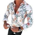 Green Home Men Shirt Sunflower Floral Print Single-breasted Men Shirt. 
