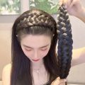New wigs, headbands, five-strand braids, thickened, wide-brimmed, handmade fishbone braids, twist head hoops, female summer high skull. 