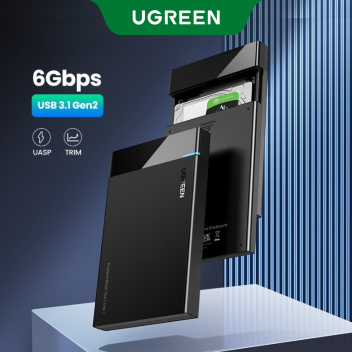 UGREEN 2.5inch Hard Drive Enclosure, USB 3.0 to SA-TA III for 2.5 Inch SSD HDD 9.5mm 7mm External Hard Drive Case Support Max 6TB