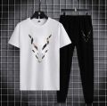 Pack of 2 | White Summer Printed Tracksuit For Men & Boys | Soft & Comfortable Fabric Tshirts for men & Trouser Printed Tracksuit. 