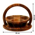kd/4 Portions Handy Crafted Foldable Dry Fruit Basket /Wooden Dried Fruit Basket - Handmade Wood Carving Fruit Plate, Wooden Fruit Bowl | 4 Partitions Foldable Fruit Basket, Wooden Fruit Basket with Handle, Wooden Snack Box Container for Candy Fruit Nuts. 
