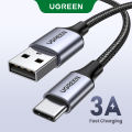 UGREEN 3A Fast Charging USB-A to USB-C Cable (0.25m-3m), Nylon Braided Type C Charger Cord for iPhone 16/15 Pro Max, Galaxy S25/S24 Ultra, Xiaomi 15 Pro (Durable & Tangle-Free). 