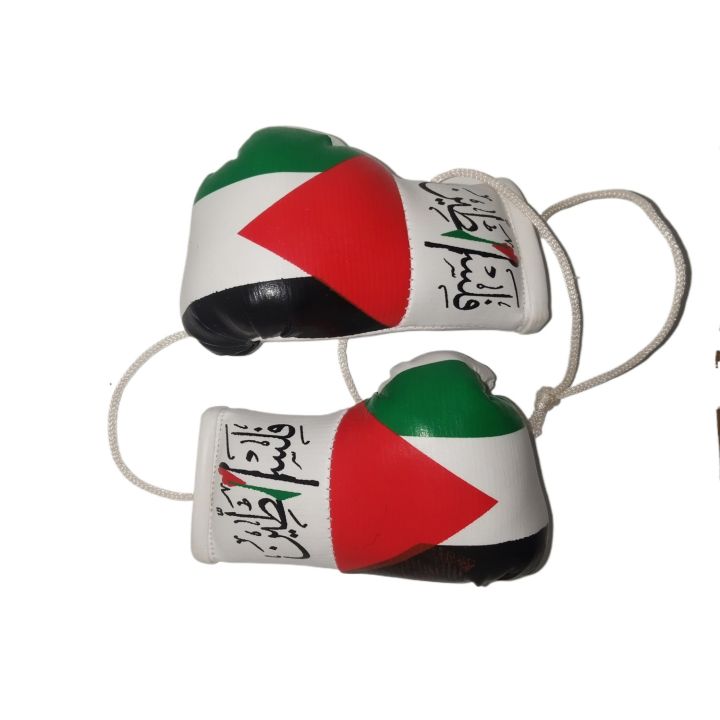 Palestine Flag Mini Boxing Gloves – Car Hanger Rear View Mirror – Decoration for Home Office or Souvenir Display
