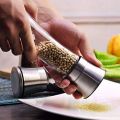 Stainless steel hand black pepper grinder. 