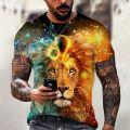 Summer 3D printing Lion Men T-Shirt Fashion O-Neck Casual Trend Short Sleeve Oversized T-Shirt Selling Punk Streetwear Tops. 