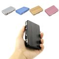 Metal Metal card holder Stylish Suitcase-style Bank card-sized Mini suitcase  holder Mini Bank card holder box case for Business professionals Travelers Office use  organization. 