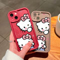 Hontinga for Vivo Y28 4G Back Cover Cute Shy Hello Kitty Pattern Ladder Soft Camera Protection Rubber Phone Case for Girls. 