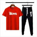 Track Suit For Men And Boys Black Round Neck Half Sleeve T Shirt And Trouser Micro Polyester Casual Set. 