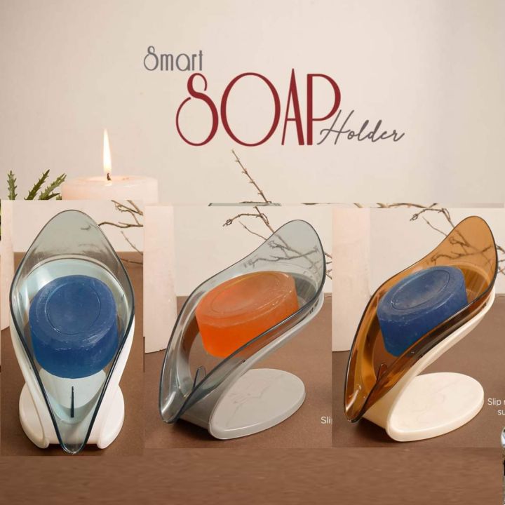 Smart soap holder very stylish and high quality leaf shape for bathroom and kitchen household essentials self adhesive soap dispenser bathroom accessories kitchen accessories leafy dish