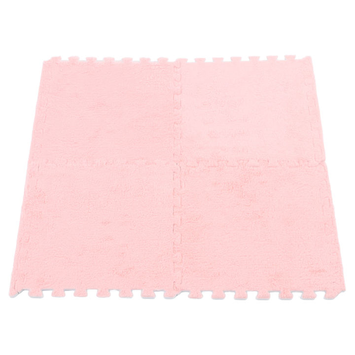 10Pcs Plush Foam Floor Mat Soft Thick Split Joint Interlocking Plush Foam Rug for Children Room Floor