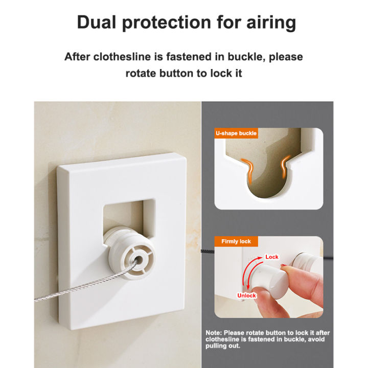 Hot Retractable Clothes Wall Hanger Indoor and Outdoor Wall Mounted Clothes Dryer Steel Wire Magic Drying Rack Balcony Bathroom Invisible Clothesline